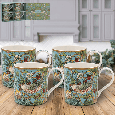 William Morris Strawberry Thief Mugs – Set of 4 - MUG SETS - Beattys of Loughrea