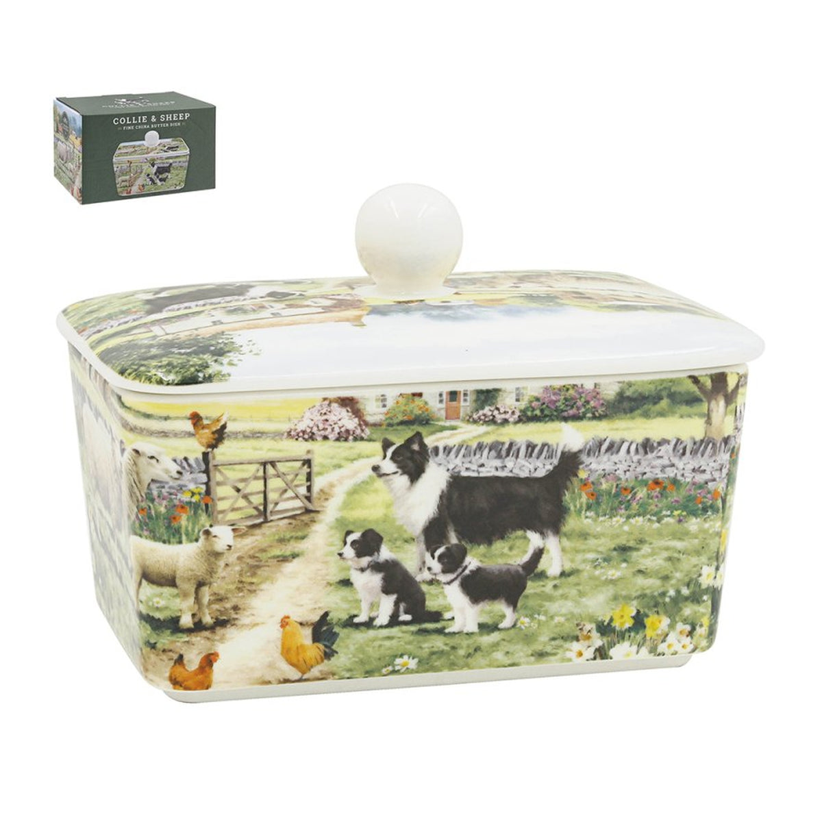 Collie & Sheep Butter Dish