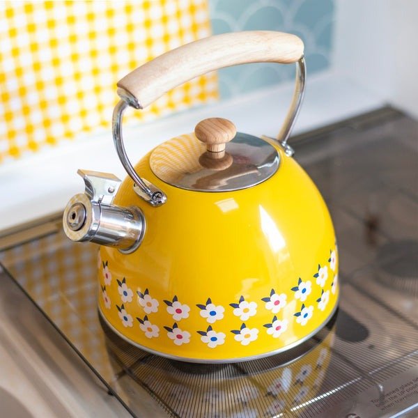 2.5L Whistling Kettle Stainless Steel – Honey Yellow - S/S STOVE TOP KETTLES - Beattys of Loughrea