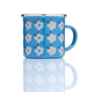 Retro Floral Enamel Mug 350ml – Ocean Blue - S/S STOVE TOP KETTLES - Beattys of Loughrea