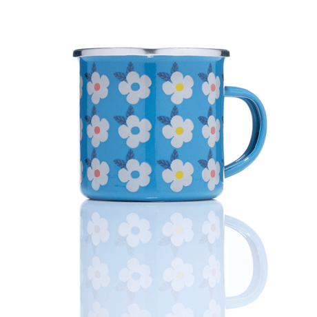 Retro Floral Enamel Mug 350ml – Ocean Blue - S/S STOVE TOP KETTLES - Beattys of Loughrea
