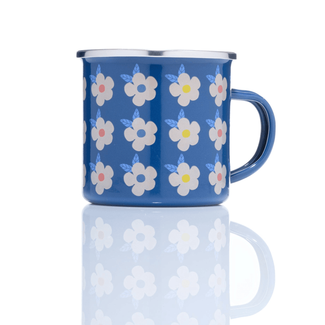 Retro Floral Enamel Mug 350ml – Midnight Navy - MUG SETS - Beattys of Loughrea
