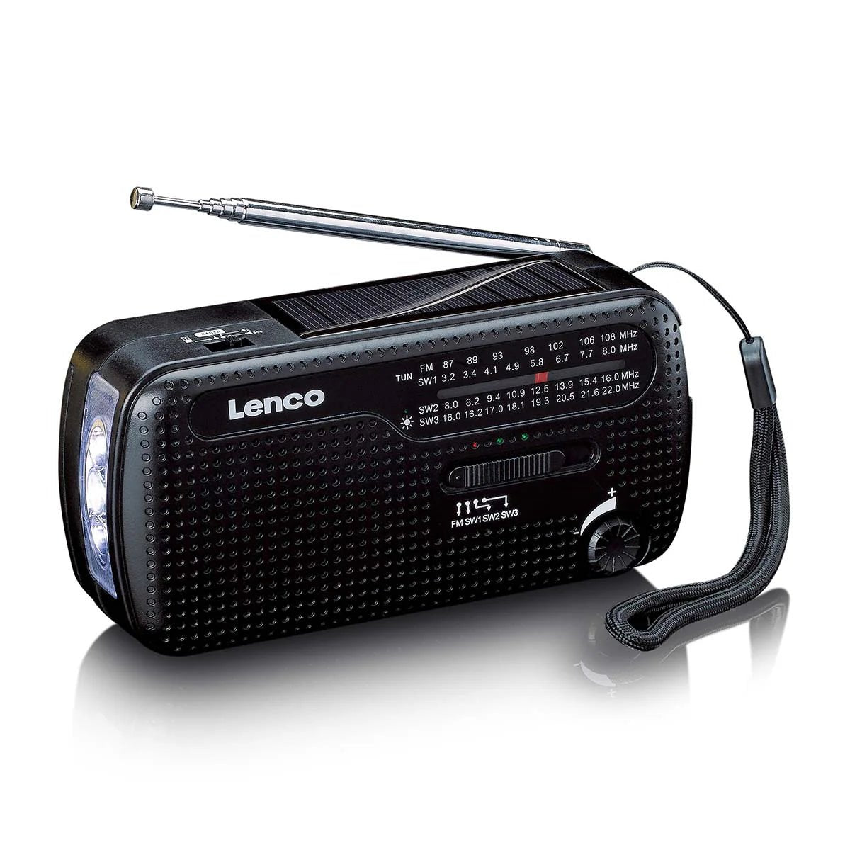 Lenco MCR‑113BK Emergency Multi - Purpose Hand Crank Radio – Black - PORTABLE CD/RADIO - Beattys of Loughrea