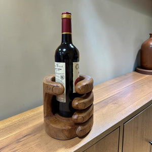 Wooden Hand Shaped Wine Bottle Holder - ORNAMENTS - Beattys of Loughrea