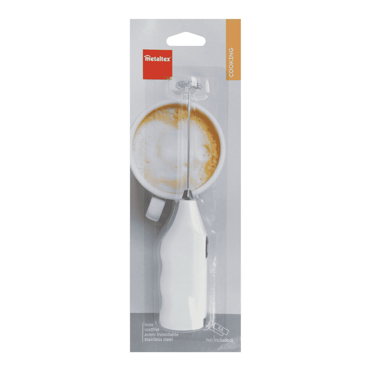 Metaltex L04 Electric Milk Frother with Stainless Steel Spiral Whisk
