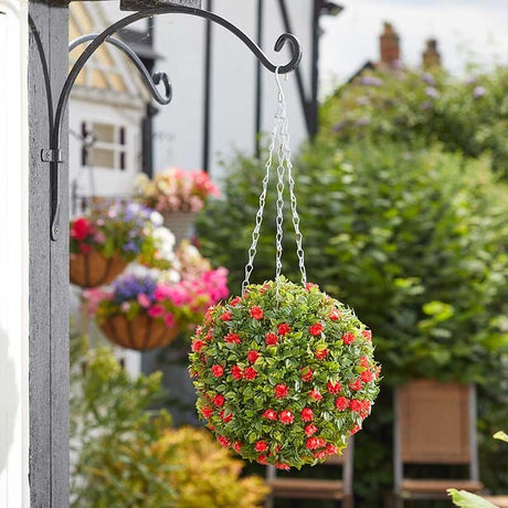 Red Rose Ball 30cm - GARDEN ORNAMENTS INCL SOLAR - Beattys of Loughrea