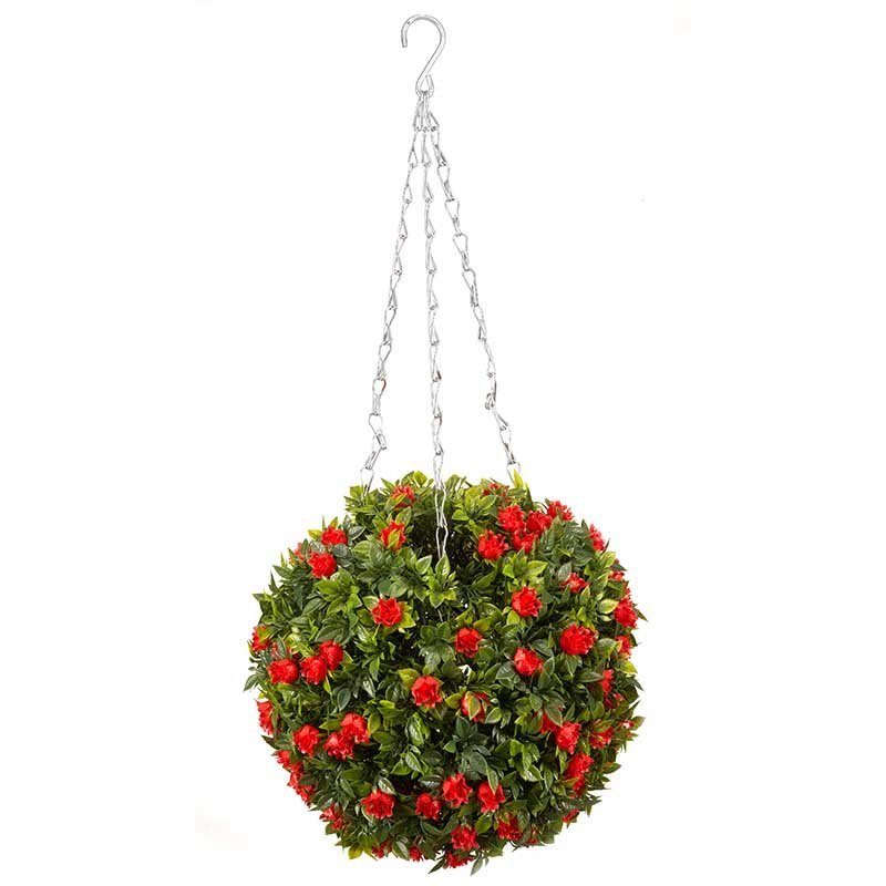 Red Rose Ball 30cm - GARDEN ORNAMENTS INCL SOLAR - Beattys of Loughrea