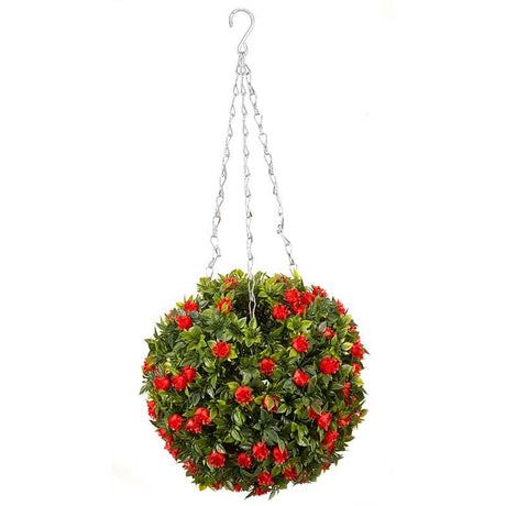 Red Rose Ball 30cm - GARDEN ORNAMENTS INCL SOLAR - Beattys of Loughrea