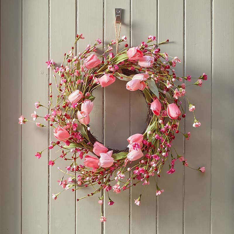 Tulip Whirl Wreath 45cm - GARDEN ORNAMENTS INCL SOLAR - Beattys of Loughrea