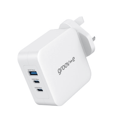 Groov-e 100W GaN Dual USB-C & USB-A Wall Charger with Power Delivery - White - HEADPHONES / EARPHONES/ MICROPHONE - Beattys of Loughrea
