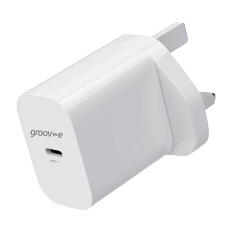 Groov-e USB-C 25W GaN Wall Charger with USB-C Cable, White (GVMA112WE) - HEADPHONES / EARPHONES/ MICROPHONE - Beattys of Loughrea