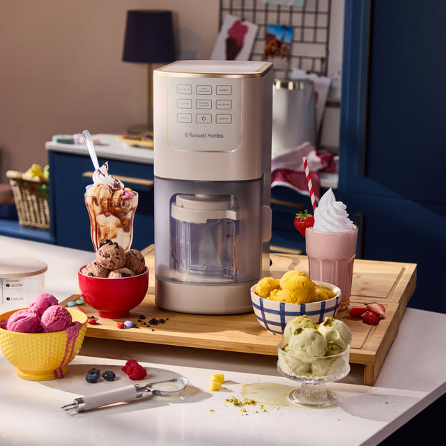 Russell Hobbs Chillux 7-in-1 Ice Cream Maker 800W Off-White | 28750 - AIR FRYER / DEEP FAT FRYERS - Beattys of Loughrea