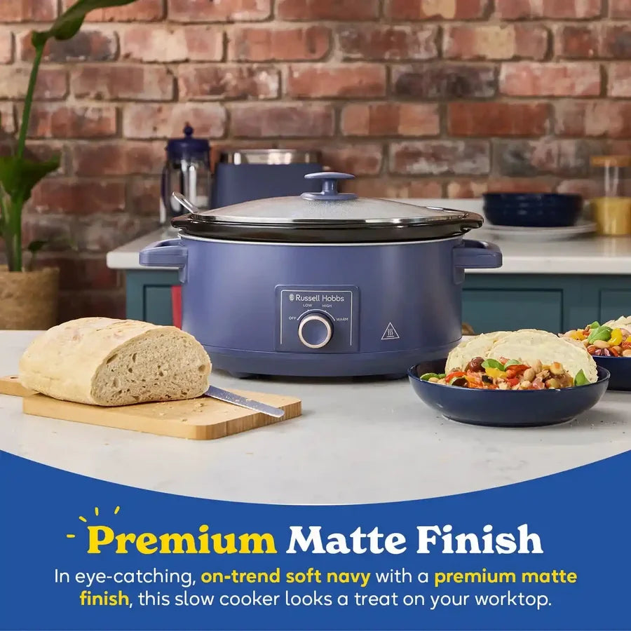Russell Hobbs Bronte 7L Manual Slow Cooker, Soft Navy (28780)