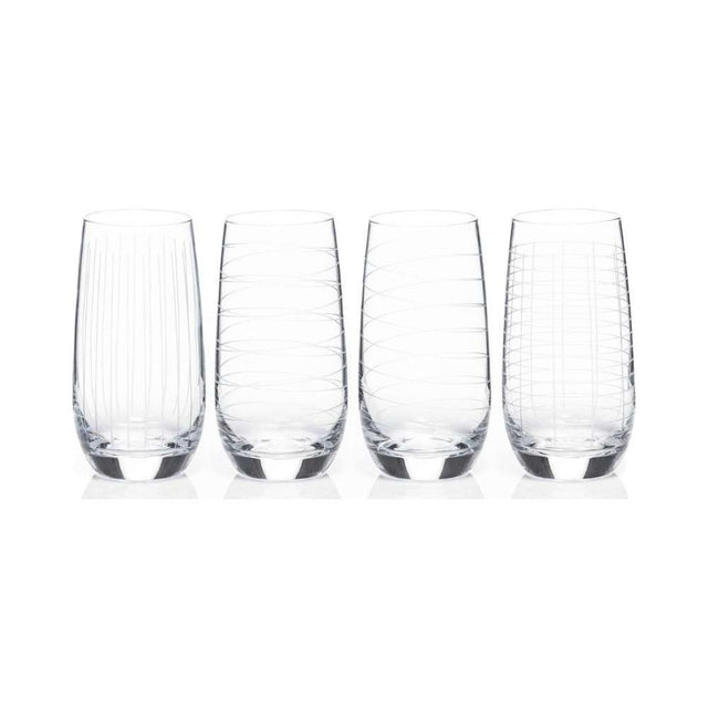 Newgrange Living Clear Cut Party Hi-Ball Glasses, Set of 4