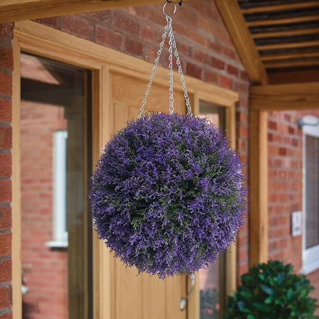 Nearly Natural Topiary Ball Purple Heather Effect 30cm - HANGING BASKET, LINER, BRACKET - Beattys of Loughrea