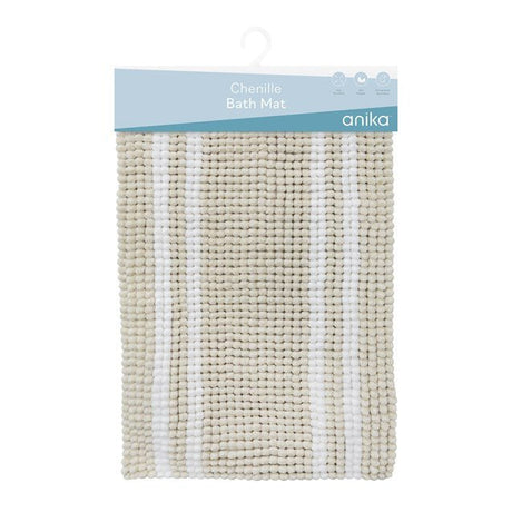 Anika Two Tone Chenille Bath Mat – Beige - BATH MATS/SETS - Beattys of Loughrea
