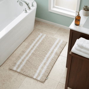 Anika Two Tone Chenille Bath Mat – Beige - BATH MATS/SETS - Beattys of Loughrea