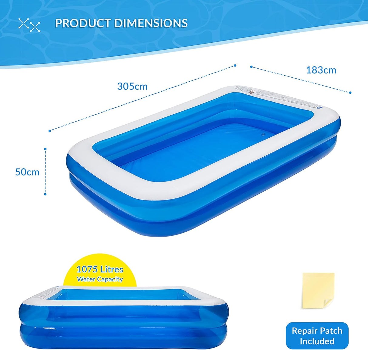 SunClub Extra Large Inflatable Family Pool – 3m - SWINGS/SLIDE OUTDOOR GAMES - Beattys of Loughrea