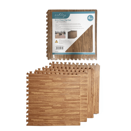 Ashley 4Pc EVA Floor Mat Set Light Wood Effect BB - FM145 - TENTS, CAMPING - Beattys of Loughrea