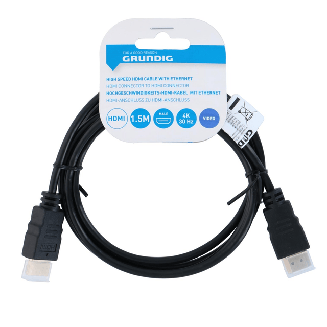 GRUNDIG HDMI Cable 1.5m 4K With Ethernet - SCART & OTHER VIDEO/DVD LEADS - Beattys of Loughrea