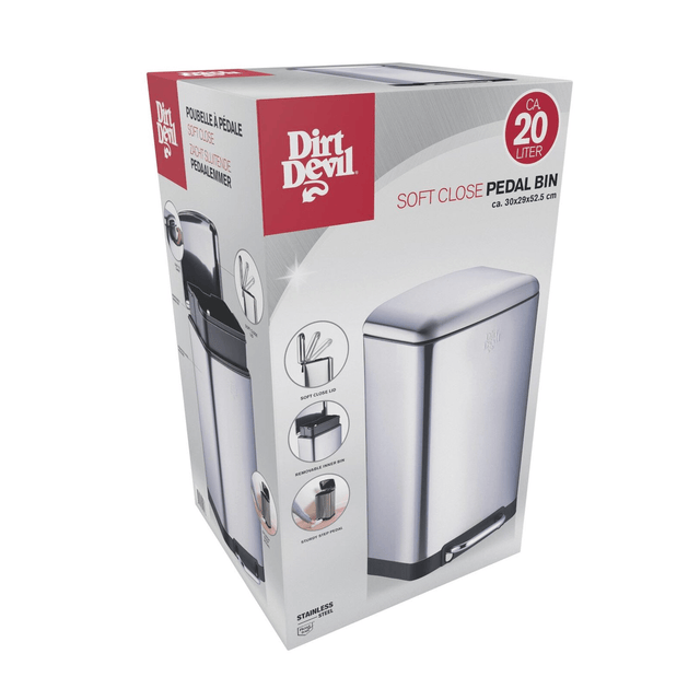 DIRT DEVIL Pedal Bin 20L Soft Close - PLASTICS - STORAGE LUNCH BOX BEAKER - Beattys of Loughrea
