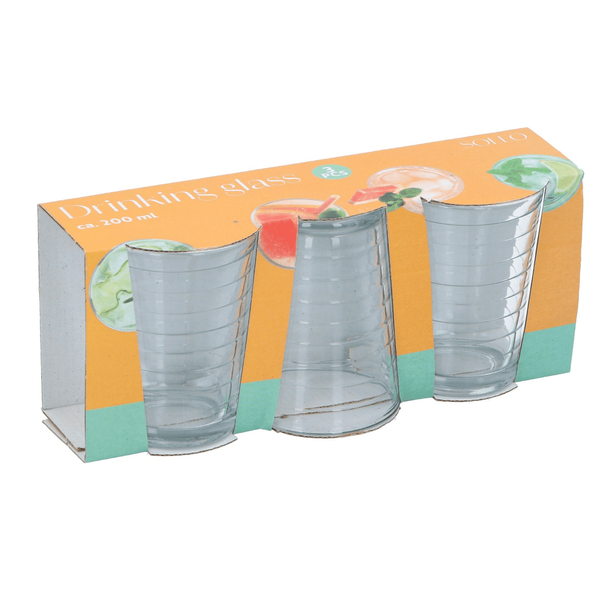 HOMEWARE Drinking Glass Set 200ml Pack Of 3 - PLASTICS - STORAGE LUNCH BOX BEAKER - Beattys of Loughrea