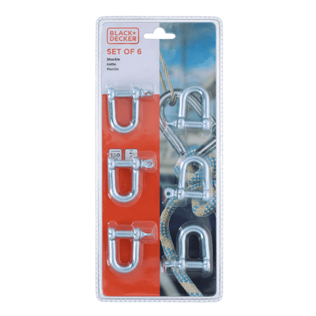 BLACK+DECKER Shackle Carabiner 7mm 130kg Pack Of 6 - PLASTICS - STORAGE LUNCH BOX BEAKER - Beattys of Loughrea
