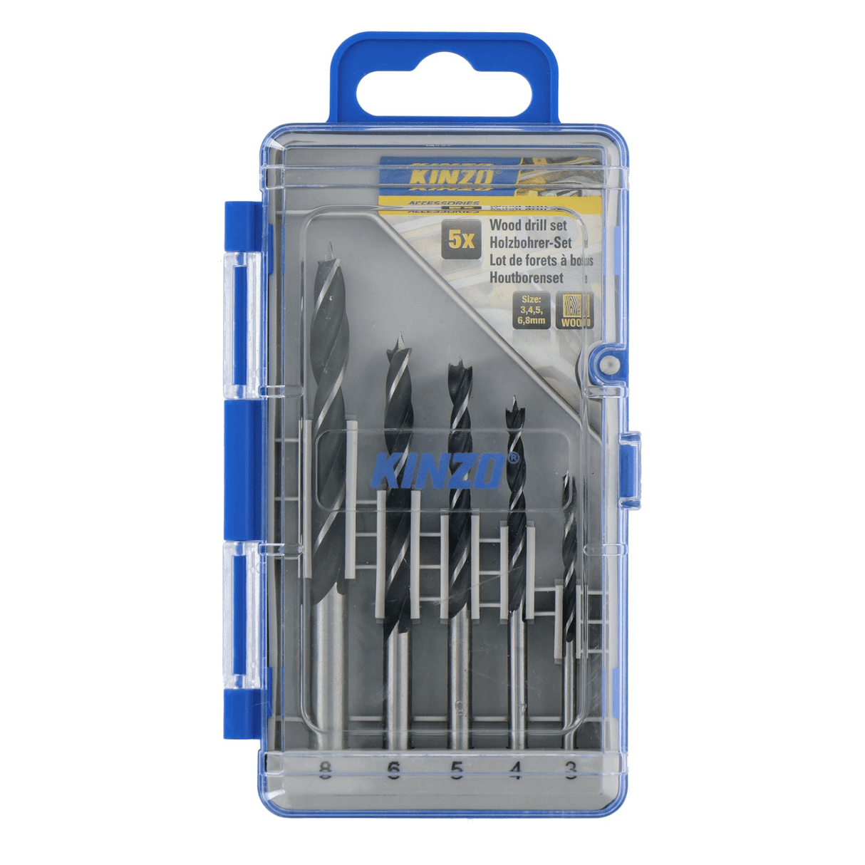 KINZO Wood Drill Bit Set 3–8mm 5 Piece - PLASTICS - STORAGE LUNCH BOX BEAKER - Beattys of Loughrea