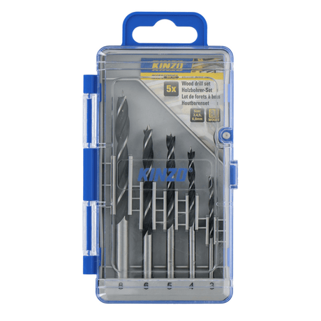 KINZO Wood Drill Bit Set 3–8mm 5 Piece - PLASTICS - STORAGE LUNCH BOX BEAKER - Beattys of Loughrea