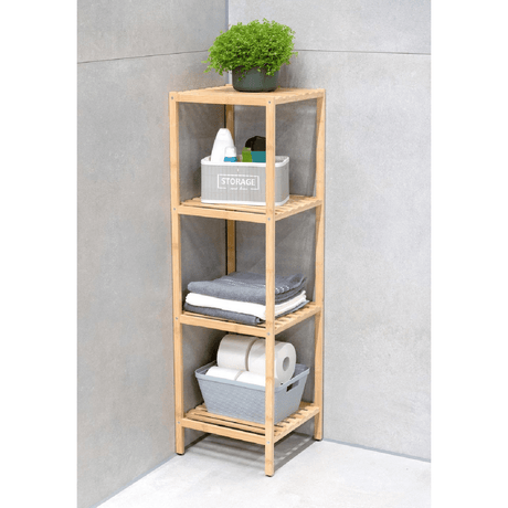 ALPINA Bathroom Rack 4 Tier Bamboo Storage 108.5cm - PLASTICS - STORAGE LUNCH BOX BEAKER - Beattys of Loughrea