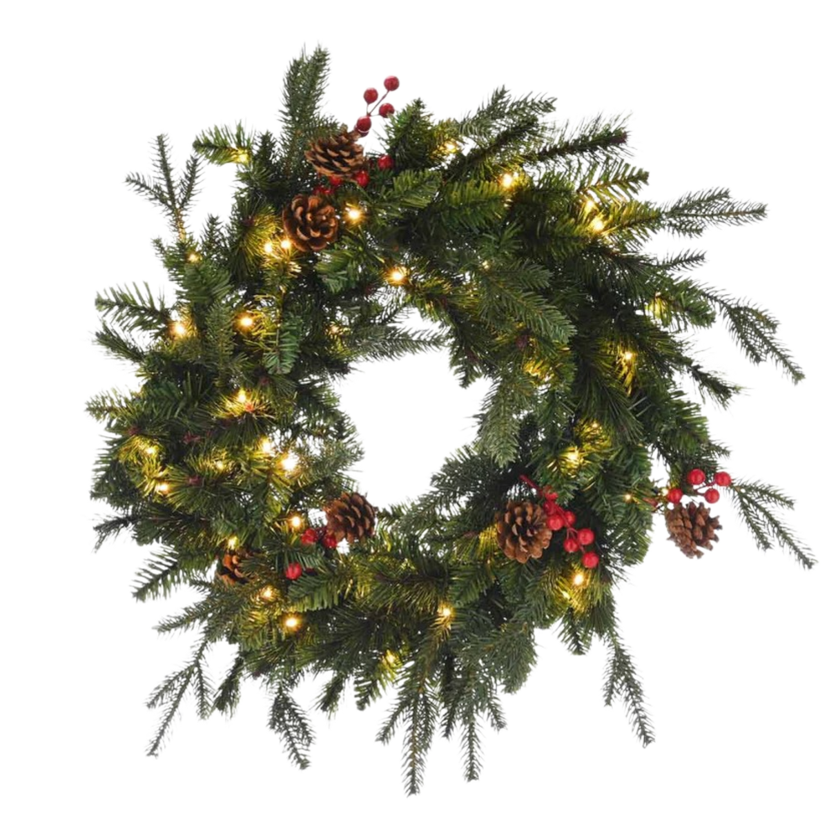 60cm Pre-Lit Ben Nevis Wreath – Battery Operated