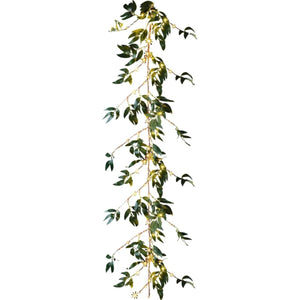 Premier 1.5m Lit Green Leaf Garland with 80 Warm White MicroBright LEDs