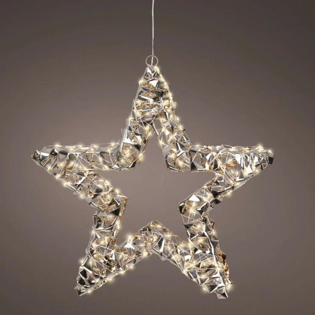 Lumineo Gold Twist Micro LED Star 38cm - XMAS ROOM DECORATION - LIGHT UP - Beattys of Loughrea