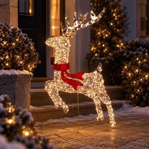 Lumineo Gold Twist Micro LED Reindeer 100cm with Flashing Effect - XMAS ROOM DECORATION - LIGHT UP - Beattys of Loughrea