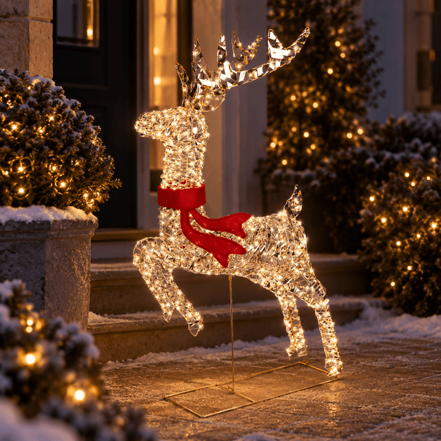 Lumineo Gold Twist Micro LED Reindeer 100cm with Flashing Effect - XMAS ROOM DECORATION - LIGHT UP - Beattys of Loughrea