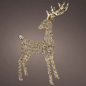 Lumineo Gold Twist Micro LED Reindeer 130cm with Flashing Effect - XMAS ROOM DECORATION - LIGHT UP - Beattys of Loughrea