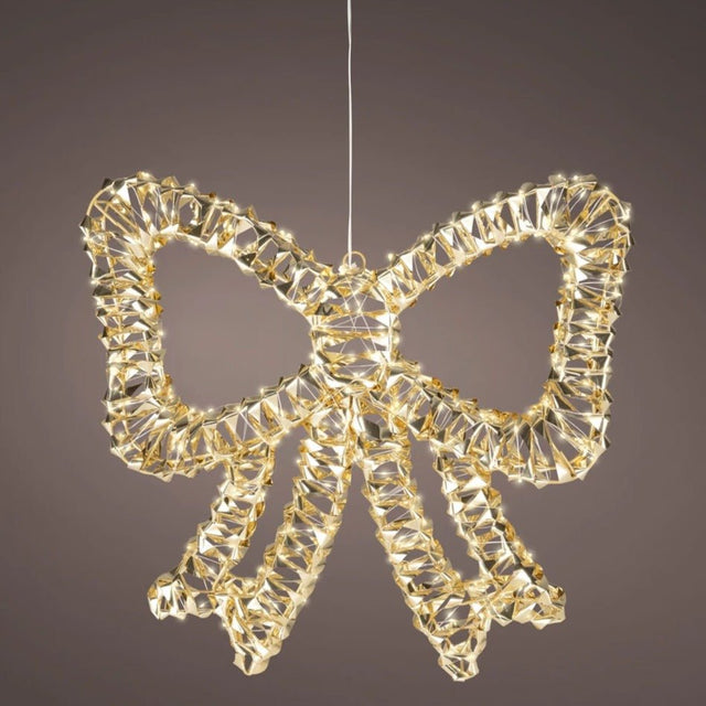 Lumineo Gold Twist Micro LED Bow 46cm - XMAS ROOM DECORATION - LIGHT UP - Beattys of Loughrea