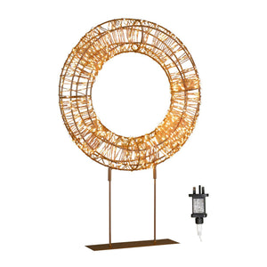Premier Rose Gold Table Top Wreath with Timer 45cm - XMAS ROOM DECORATION - LIGHT UP - Beattys of Loughrea