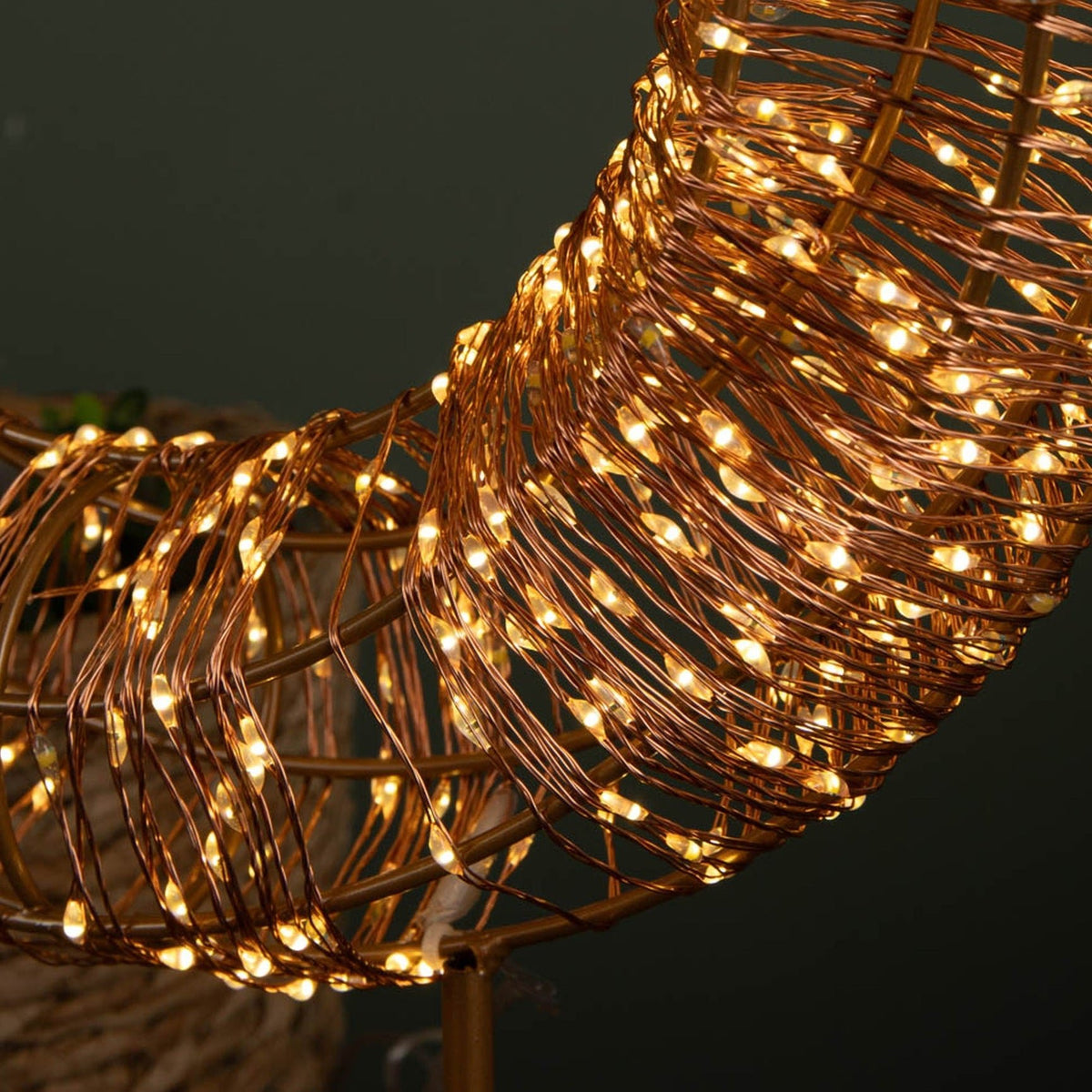Premier Rose Gold Table Top Wreath with Timer 45cm - XMAS ROOM DECORATION - LIGHT UP - Beattys of Loughrea