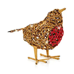 Premier Battery Operated Rattan Robin 40cm - XMAS ROOM DECORATION - LIGHT UP - Beattys of Loughrea