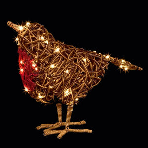 Premier Battery Operated Rattan Robin 40cm - XMAS ROOM DECORATION - LIGHT UP - Beattys of Loughrea