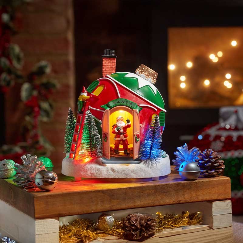 Three Kings Santa's Bauble Bungalow Winter Village Scene
