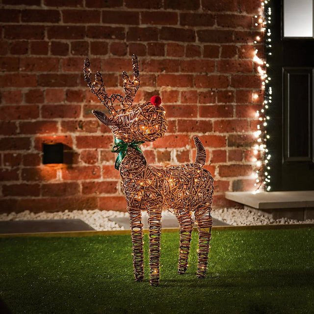 Premier Battery Operated Big Nose Reindeer 96cm - XMAS ROOM DECORATION - LIGHT UP - Beattys of Loughrea