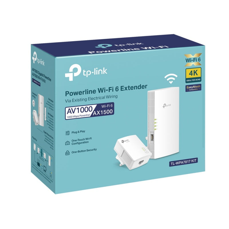 TP-Link AV1000 Gigabit Powerline AX1500 Wi-Fi 6 Kit (TL-WPA7817)