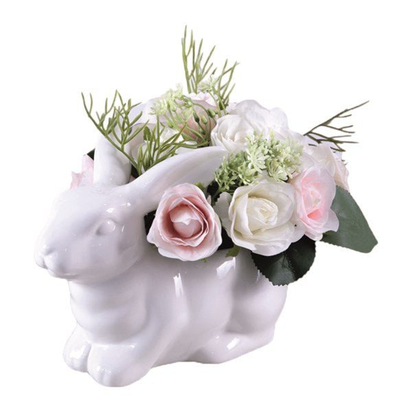 Bunny Pot White Floral – 23x15cm - DESK/READING LAMPS - Beattys of Loughrea