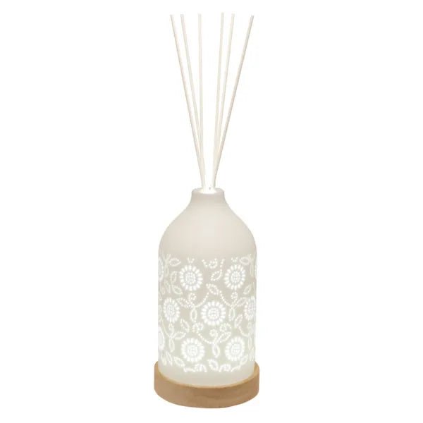 LED Ceramic Reed Diffuser Floral – 19cm - POT POURRI/AROMATHERAPY/OILS/DIFFUSER - Beattys of Loughrea