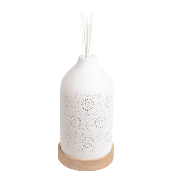 LED Ceramic Reed Diffuser Floral – 19cm - POT POURRI/AROMATHERAPY/OILS/DIFFUSER - Beattys of Loughrea