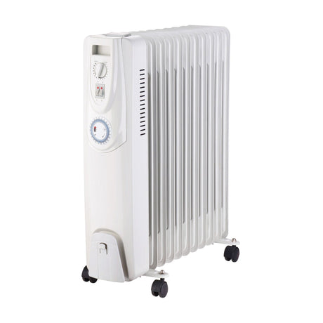 De Vielle Premium 11 Fin Oil Filled Radiator with Timer 2500W White - OIL FILLED HEATER - Beattys of Loughrea