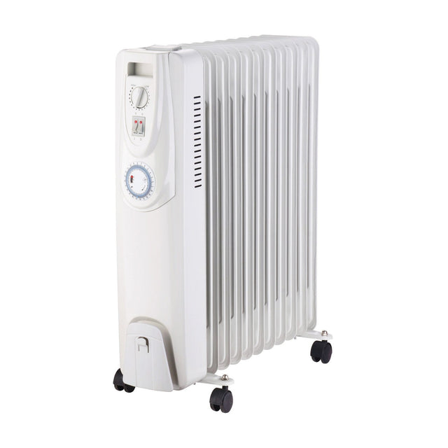 De Vielle Premium 11 Fin Oil Filled Radiator with Timer 2500W White