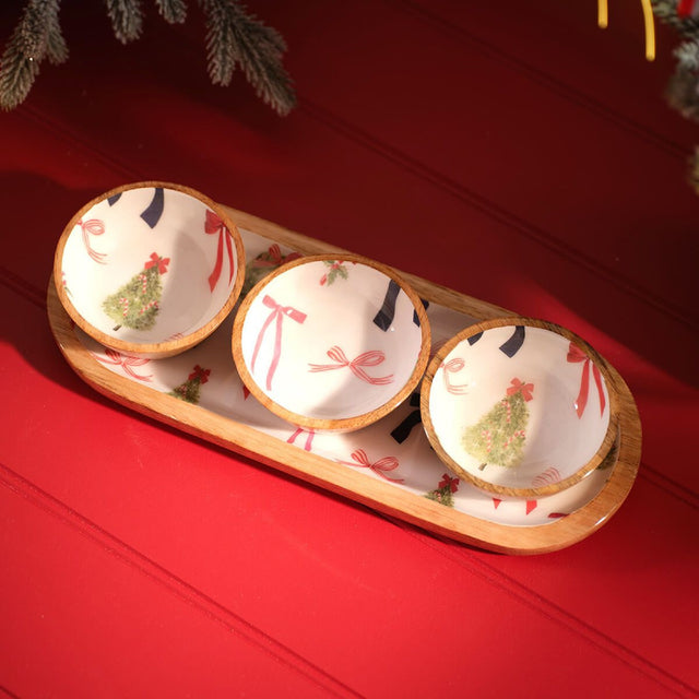 R13 MERRY LITTLE BOWS MANGO WOOD AND ENAMEL SNACK 8XB105